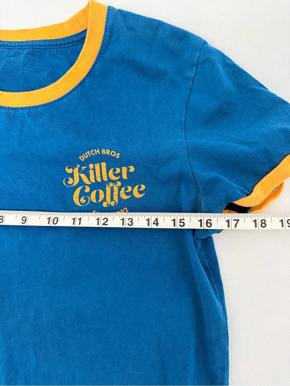 Dutch bros Blue & Yellow Ringer Tee - Picture 5 of 7